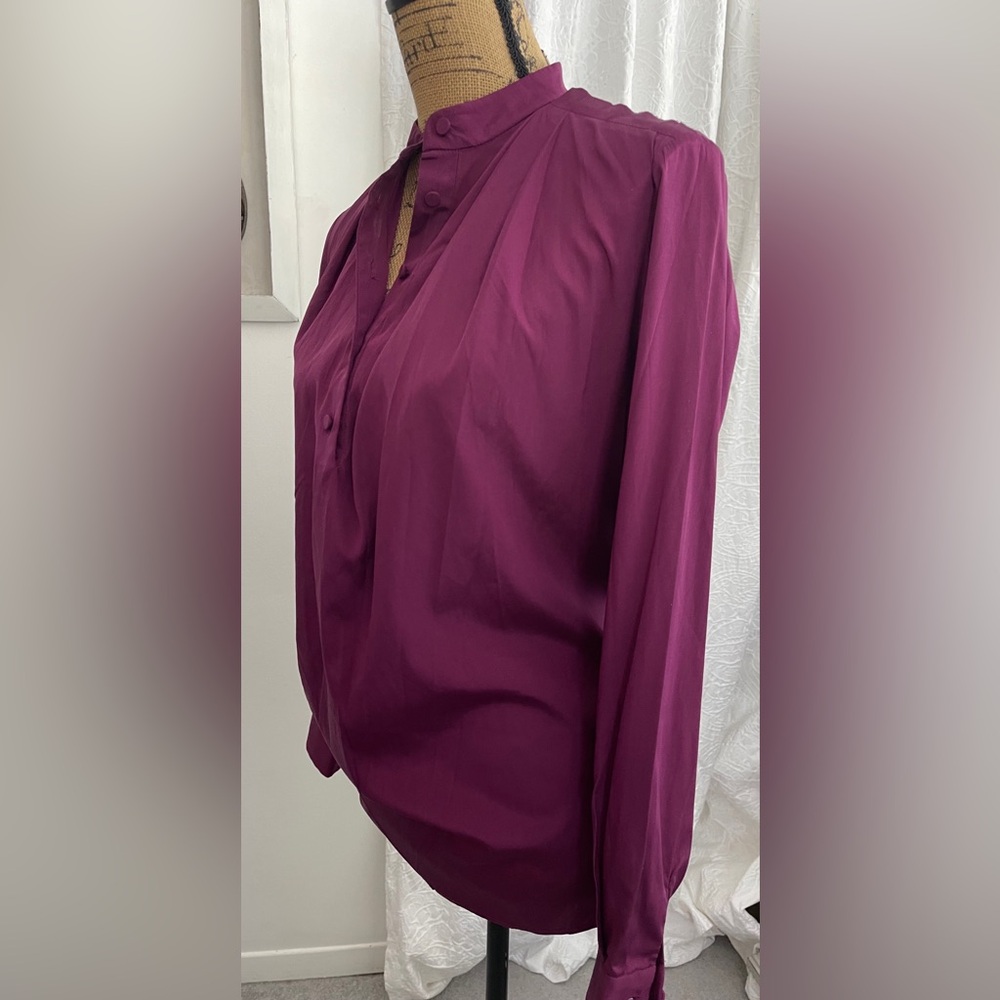 3.1 Philip Lim Silk Blend Blouse Raspberry Purple colour Covered Buttons Size 0 - Picture 2 of 12